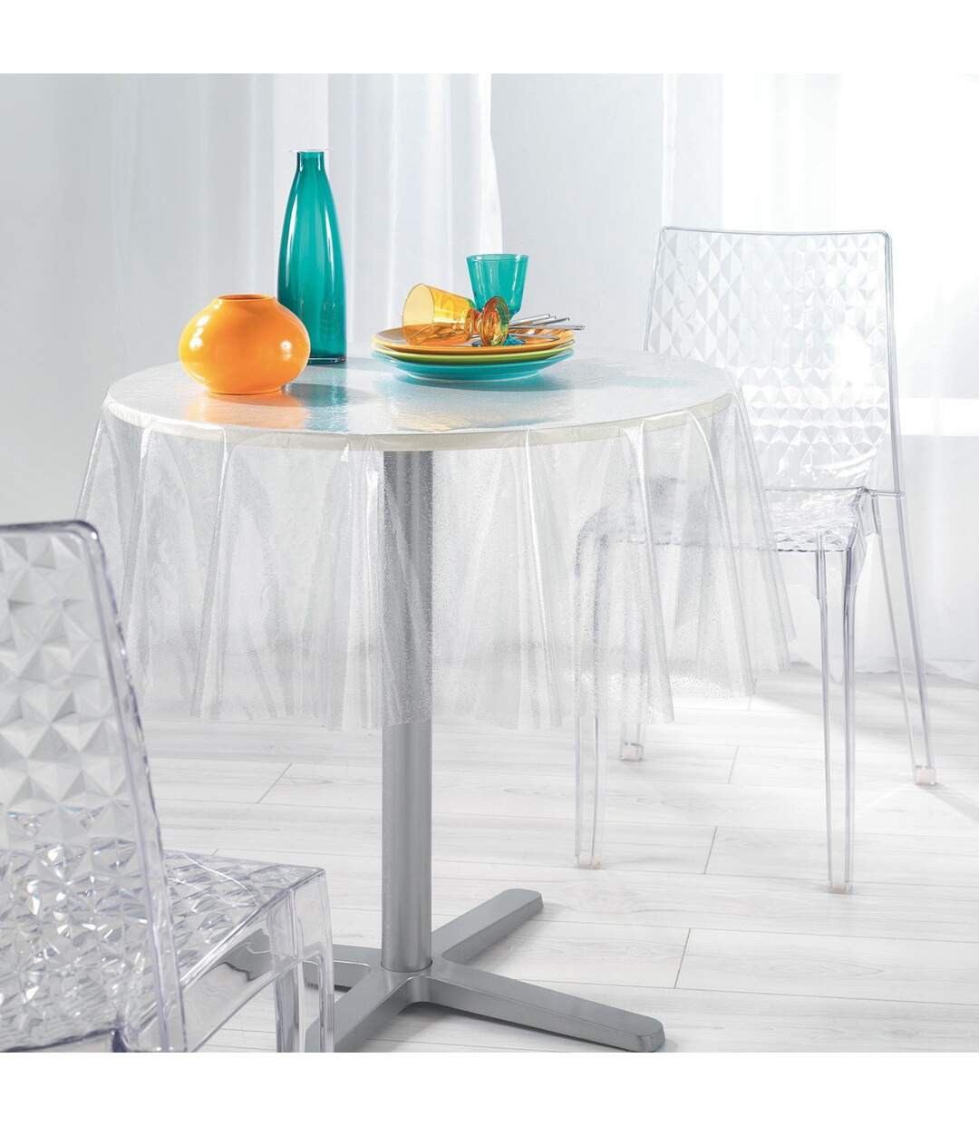 Nappe Ronde Cristal Paillette 140cm Transparent-1