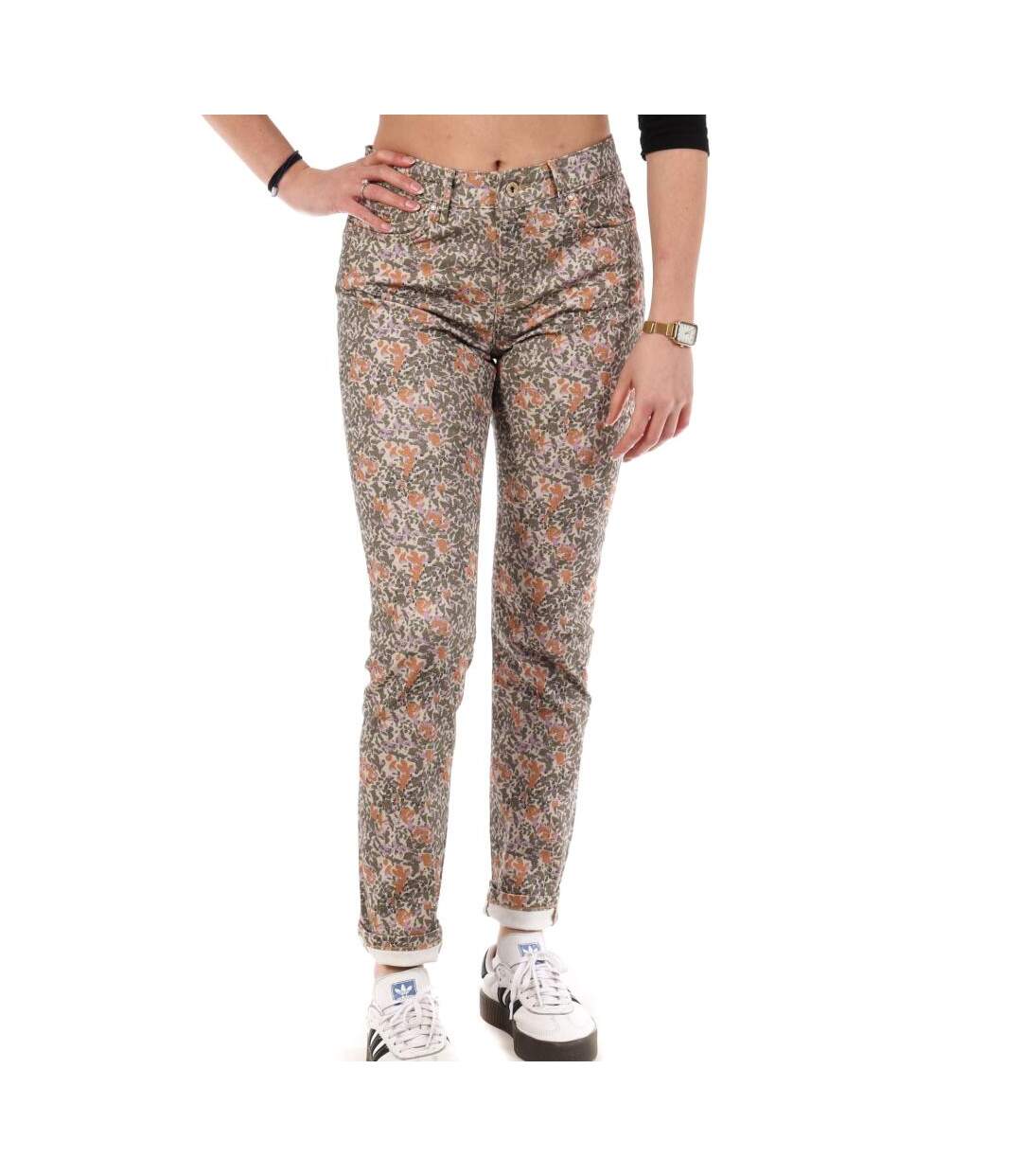 Jean slim vert/orange femme kaporal camie-1
