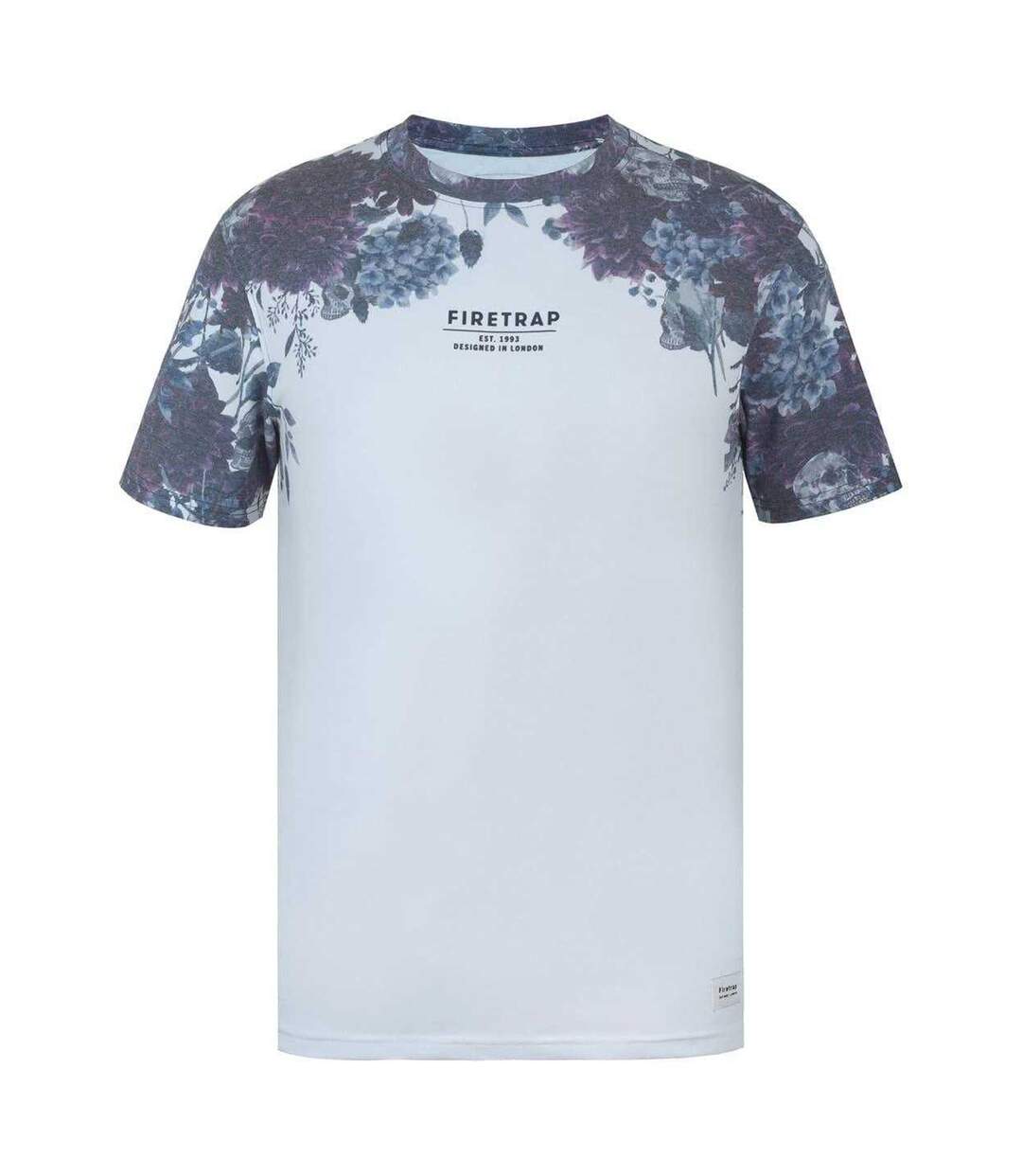 T-shirt Manches Courtes Motif/style Imprimé Intégral Sub Homme Blanc Bleu Marine Firetrap-1