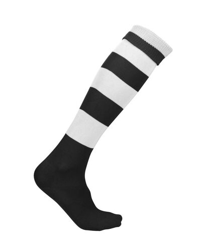 chaussettes sport rayées - PA021 - noir et blanc