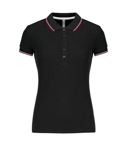 Polo manches courtes - Femme - K251 - noir - rouge - blanc