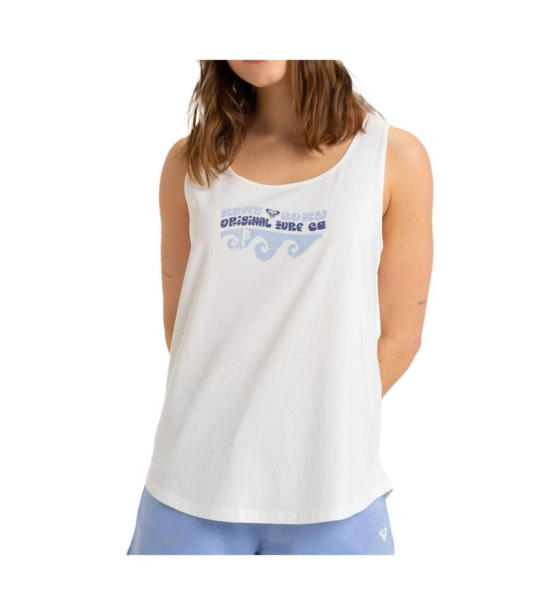 Débardeur blanc femme roxy surfclassic-1