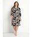 Robe droite courte manches 3/4 motif graphique-1
