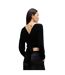 Womens/ladies Edevory Devore Wrap Top Black Boss-3
