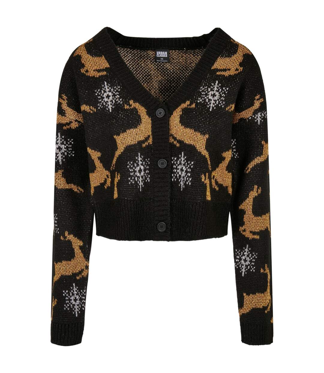 Cardigan Manches Longues Noël Femme Noir Doré Urban Classics-1