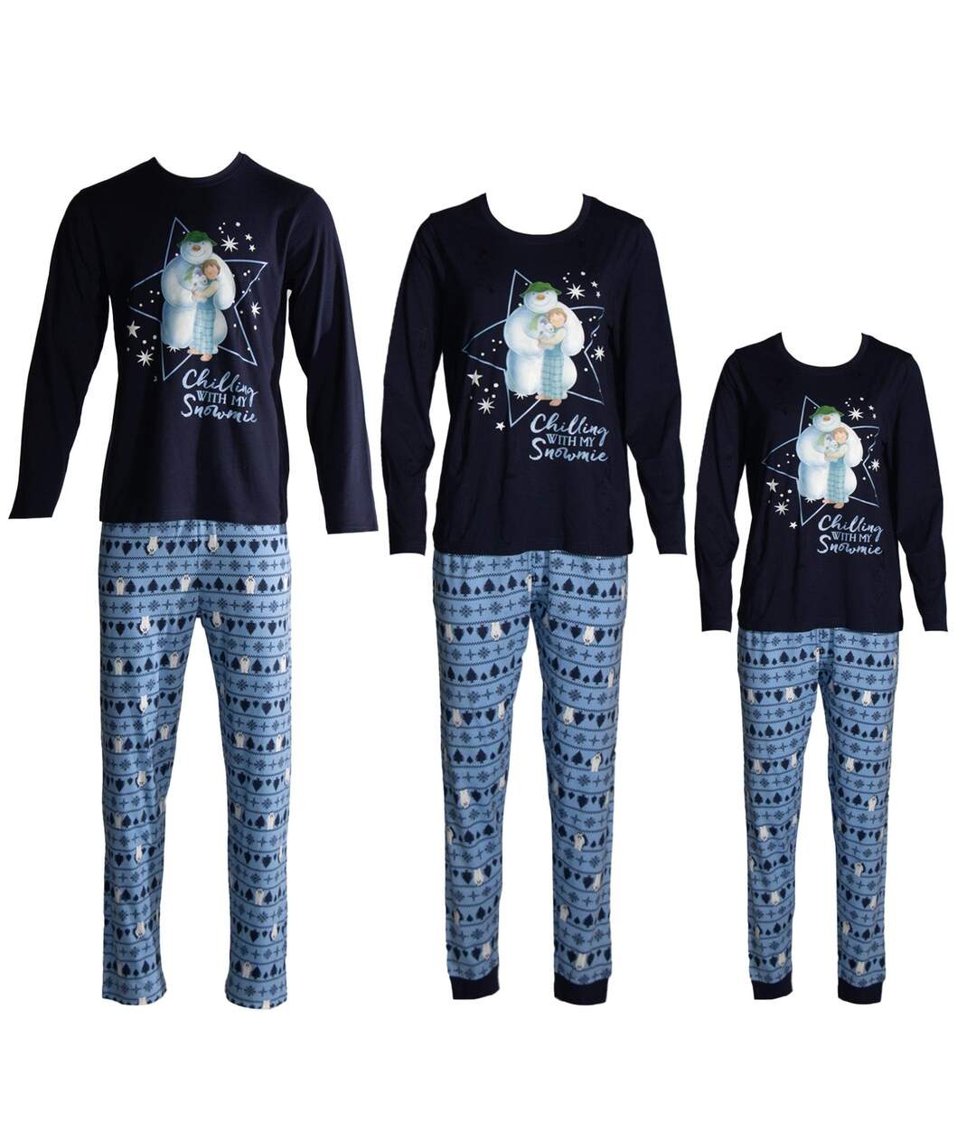 Ensemble De Pyjama Long Noël Motif/style Ours Polaire Homme Bleu The Snowman-1