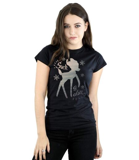 Disney - T-shirt BAMBI WINTER DEER - Femme (Noir) - UTBI14809