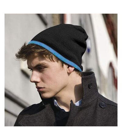 Result Unisex Reversible Fashion Fit Winter Beanie Hat (Black/Sky) - UTBC977