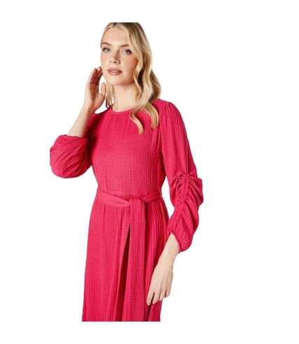 Womens/ladies textured jersey belt midi dress pink Principles