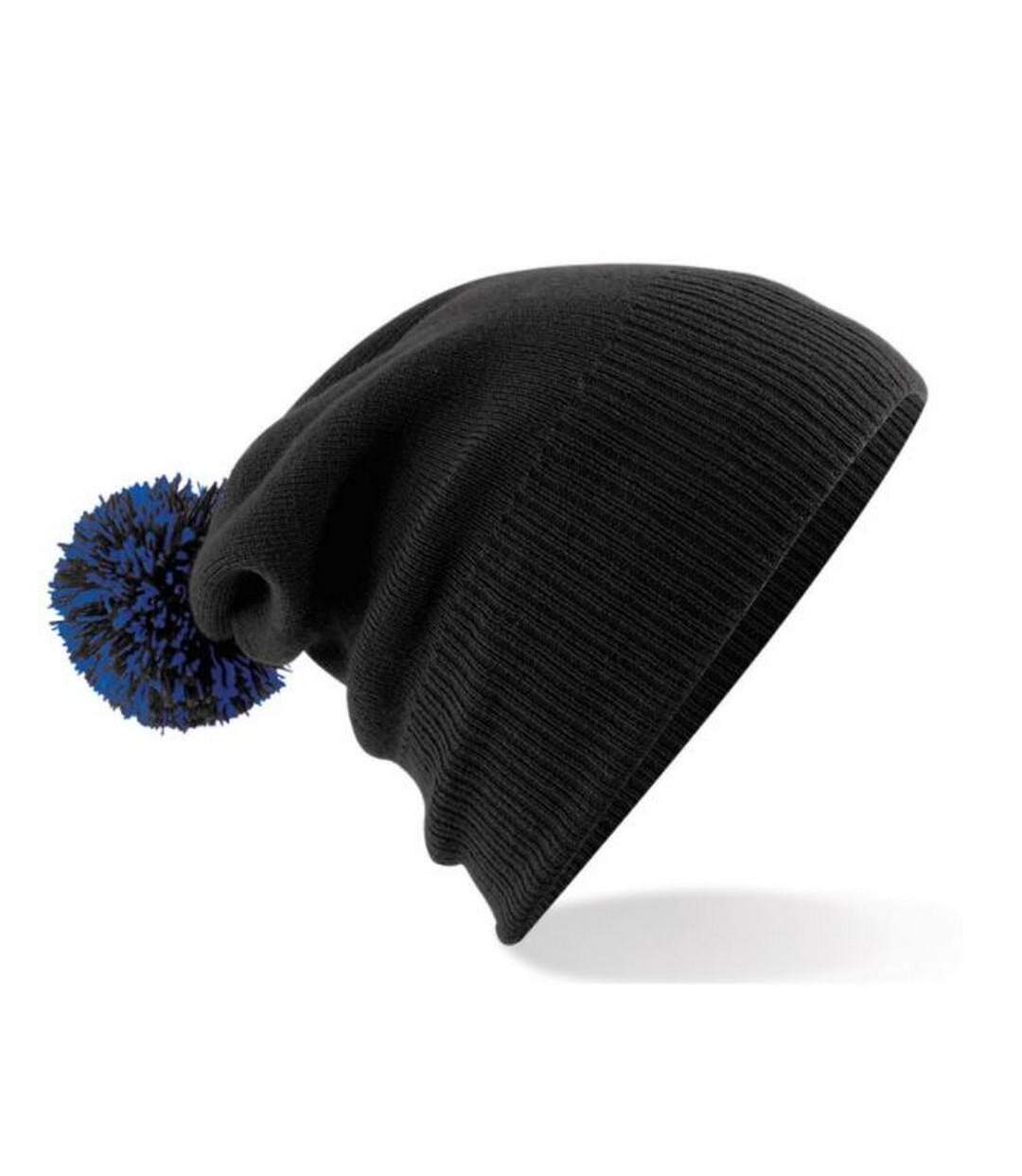 Adultes Bonnet Unisexe Snowstar Noir Bleu Roi Beechfield-2