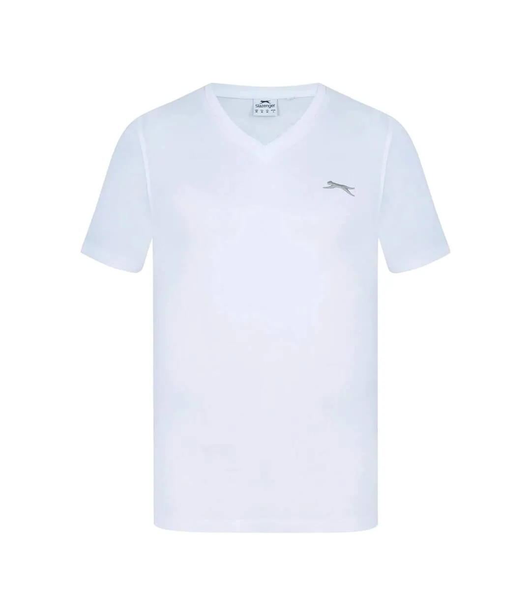 Mens Embroidered Logo Cotton T-shirt White Slazenger-1