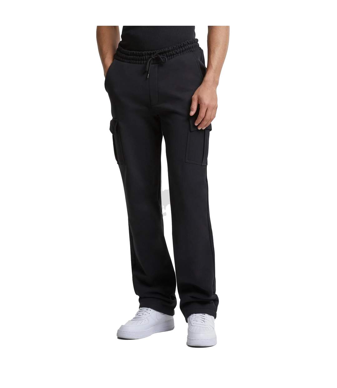 Mens heavyweight cargo straight leg sweatpants black Urban Classics-1