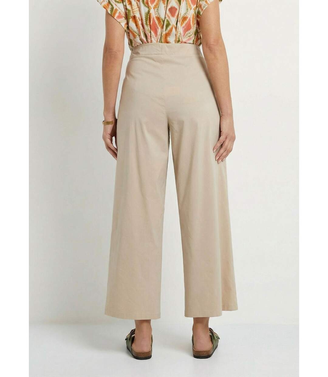 Pantalon droit à pinces ceinture élastiquée-2