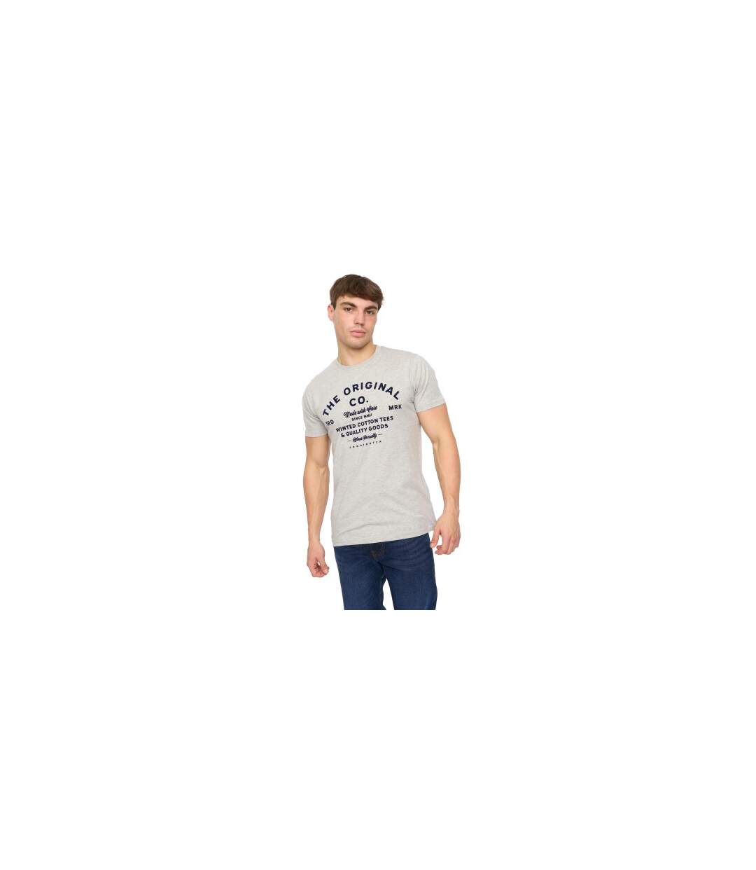 Mens Shoptown T-shirt Grey Marl Crosshatch-1