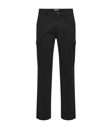 Mens Plain Straight Cargo Trousers Black Only