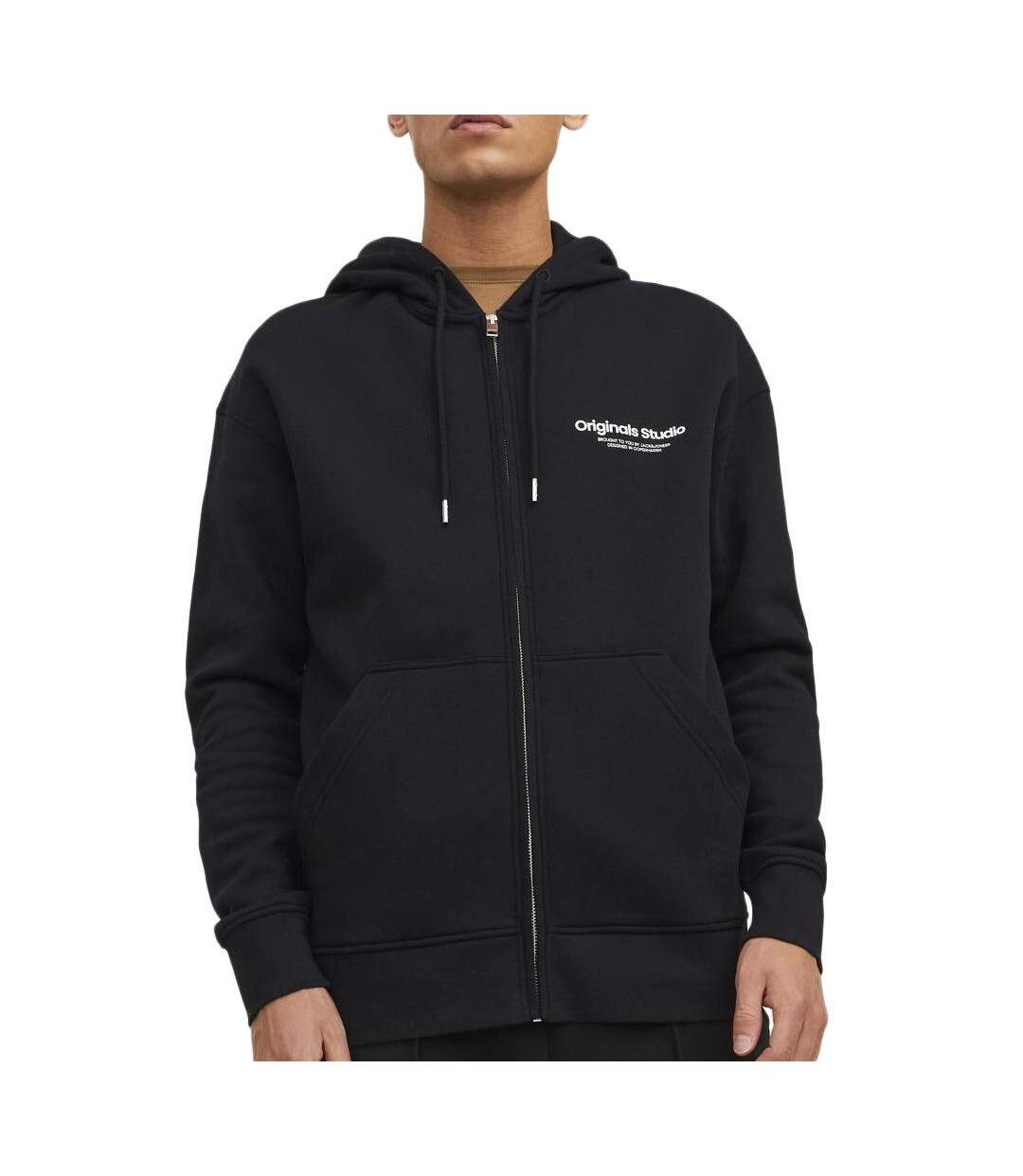 Sweat zippé noir homme jack & jones orvester-1