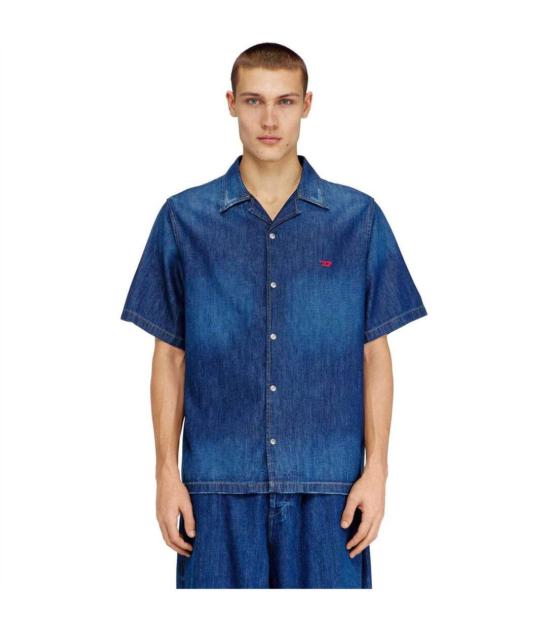 Chemise Manches Courtes Homme Bleu Foncé Diesel-4