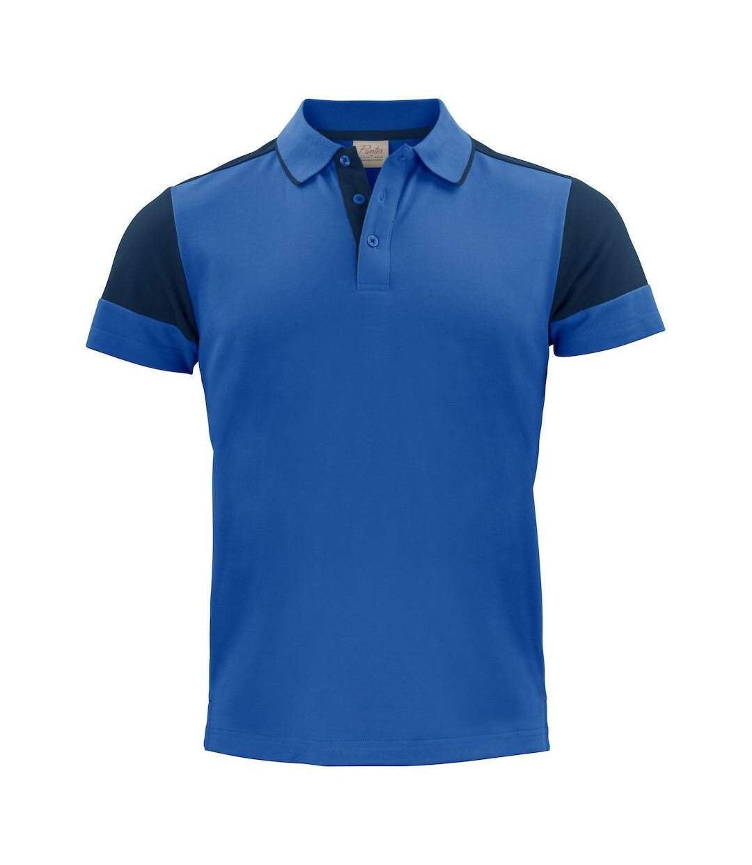 Mens Prime Contrast Polo Shirt Navy Cobalt Blue Printer-1