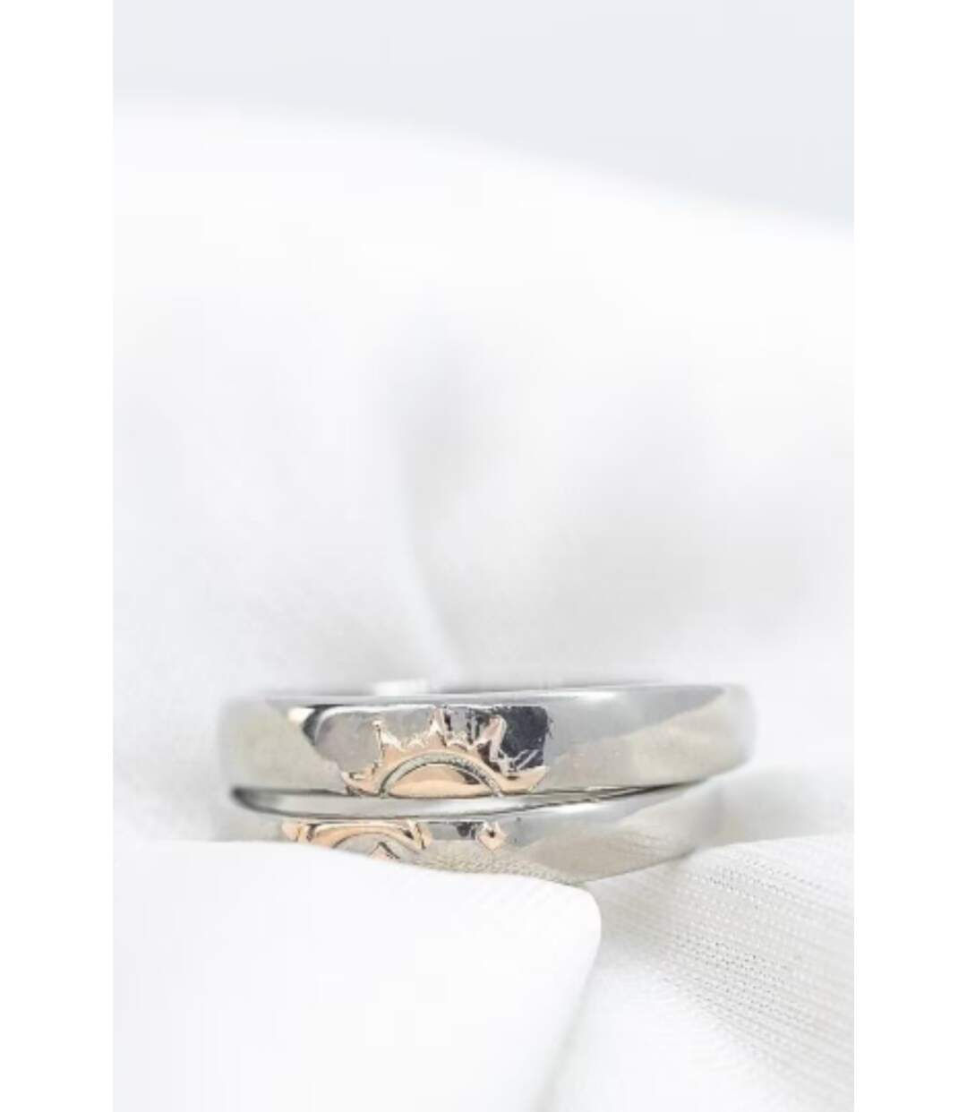 Moon and Sun Adjustable Silver Couple Promise his and hers Rings-1