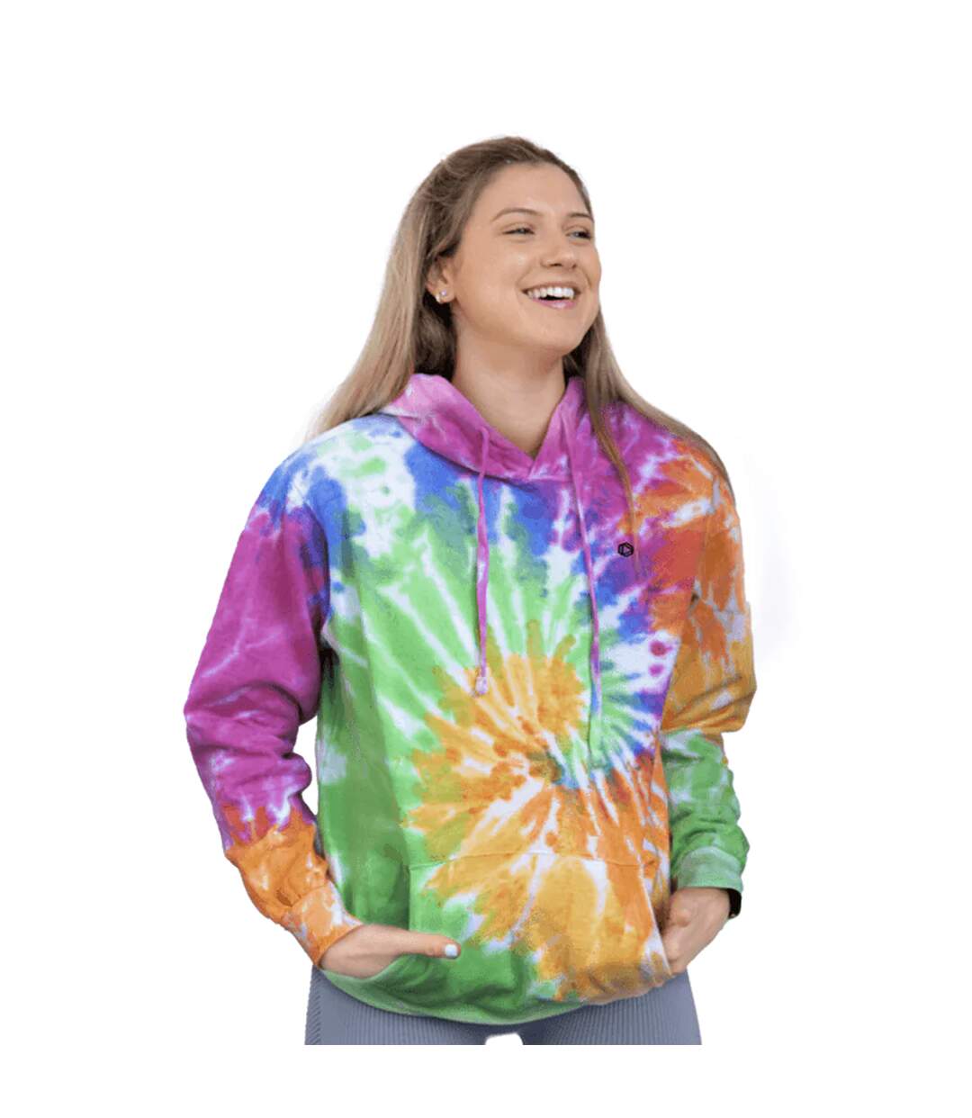Colortone Unisex Rainbow Tie Dye Pullover Hoodie (Eternity) - UTRW4121-3