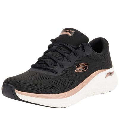 Womens/ladies 2.0 the distance glow arch fit shoes black/rose gold Skechers