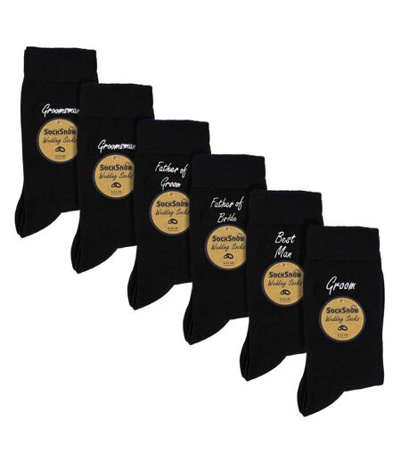 6 Pairs Mens Wedding Socks in Black and Navy with a Giftbox