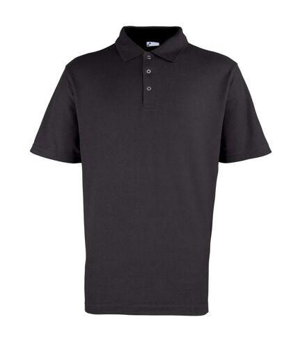 Premier Mens Stud Heavyweight Plain Pique Polo Shirt (Black)