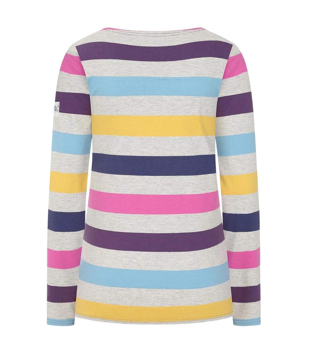 Haut Manches Longues Motif/style Rayures Multiples Breton Femme Gris Chiné Lazy Jacks-3