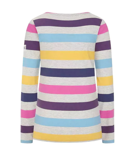 Haut Manches Longues Motif/style Rayures Multiples Breton Femme Gris Chiné Lazy Jacks