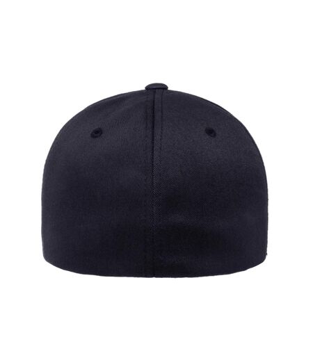 Childrens/kids Wooly Combed Baseball Cap Dark Navy Flexfit