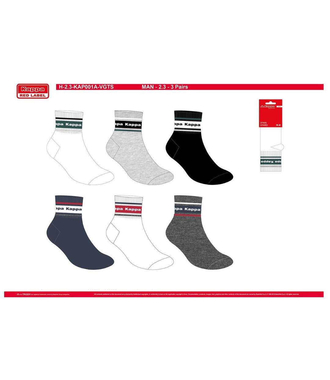 Chaussettes Homme KAPPA 6 paires QUARTER 1759