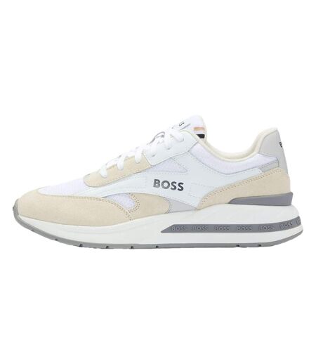 Mens Kurt Leather Running Trainers White Boss