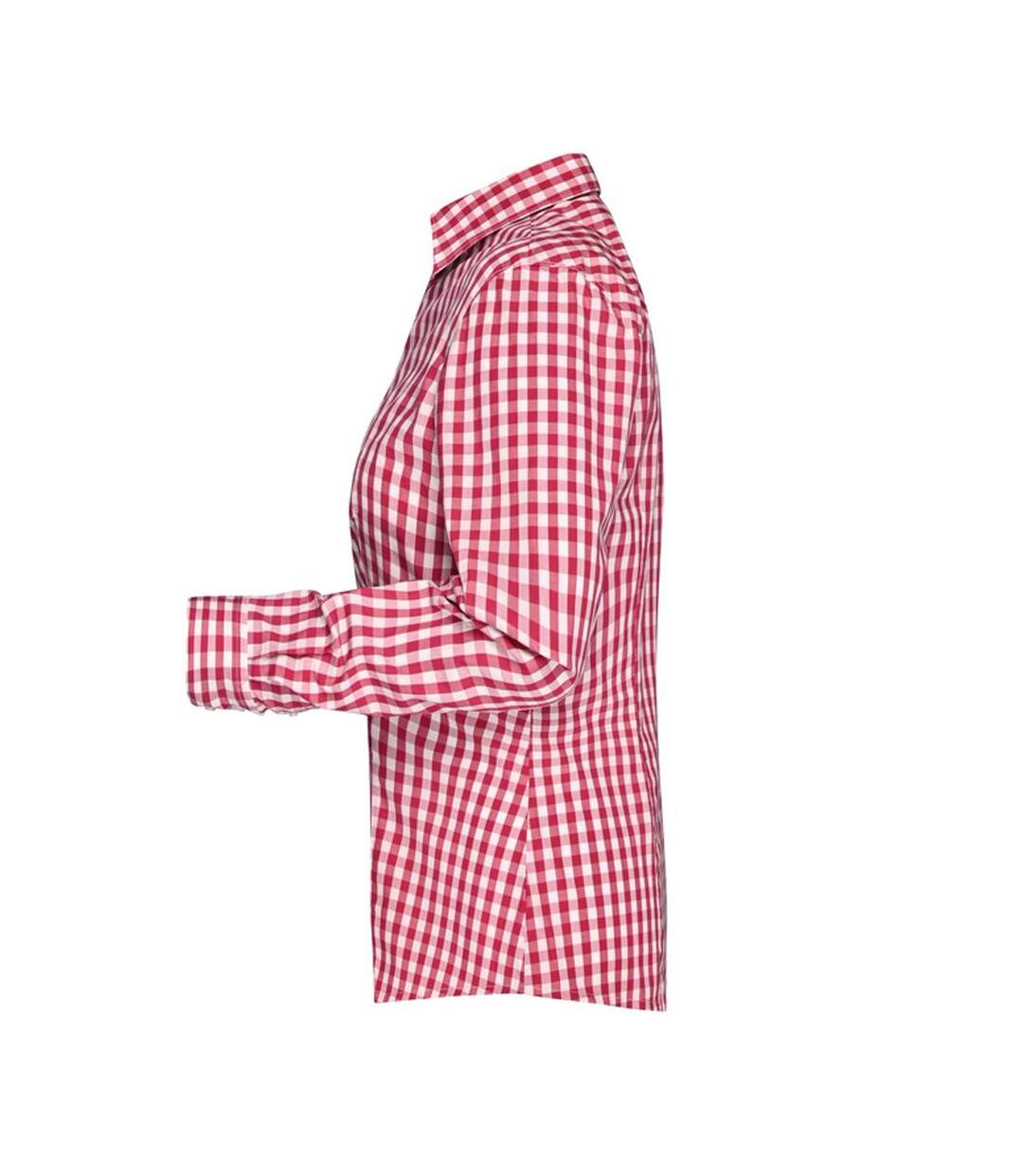 Blouse Motif/style À Carreaux Femme Rouge Blanc James And Nicholson-4