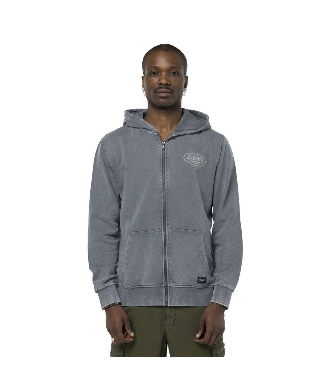 Sweat zippé à capuche homme terry en acid wash Cruz Vondutch-1