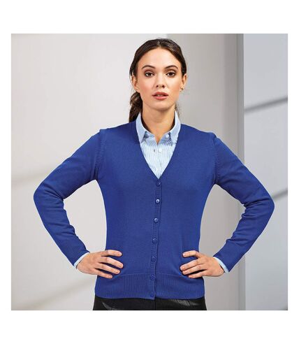 Premier Womens/Ladies Button Through Long Sleeve V-neck Knitted Cardigan (Royal) - UTRW1133