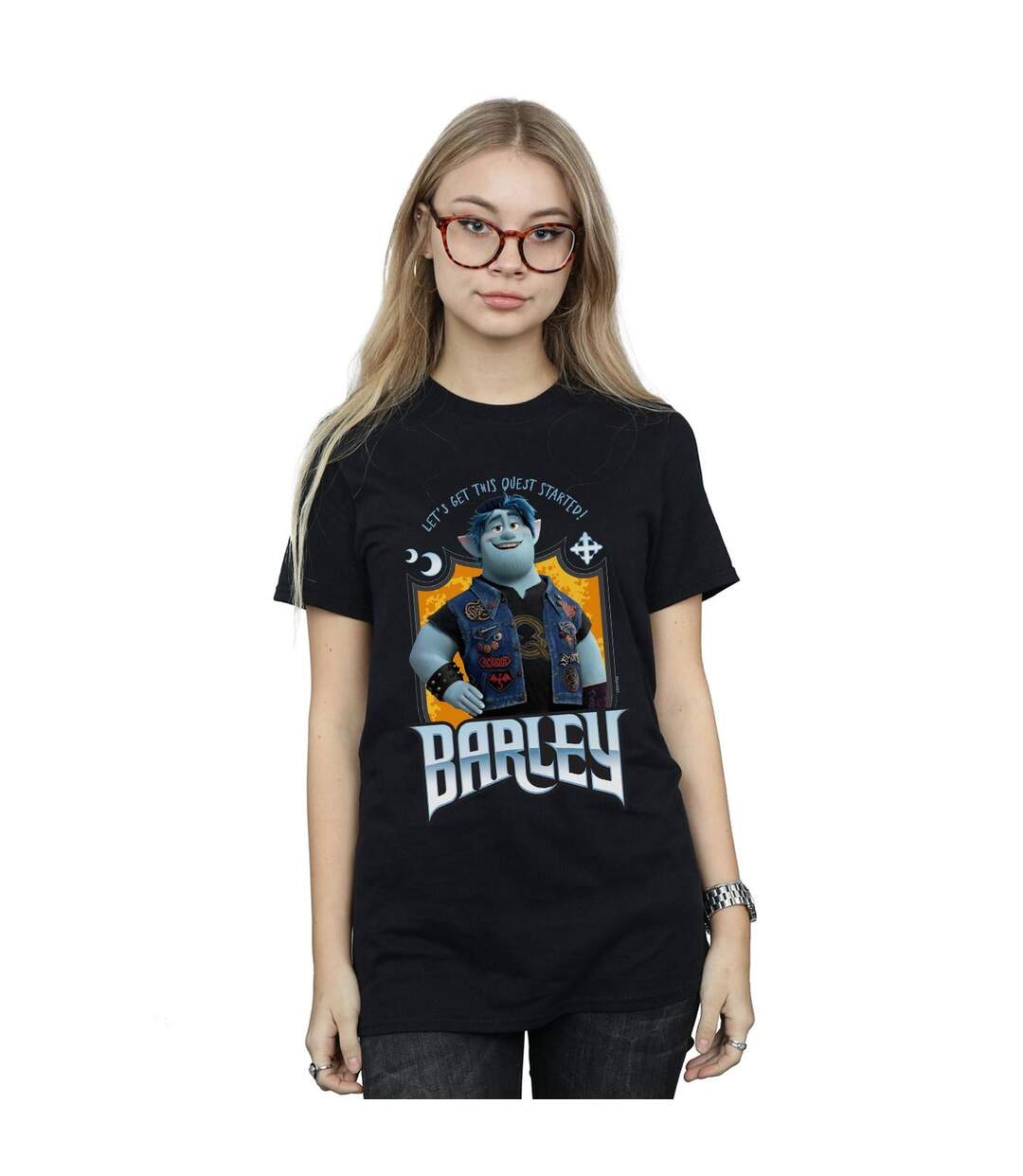 Disney Womens/Ladies Onward Barley Pose Cotton Boyfriend T-Shirt (Noir) - UTBI42429-2