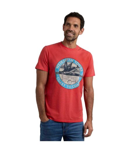 Mens coasting graphic t-shirt retro red Weird Fish