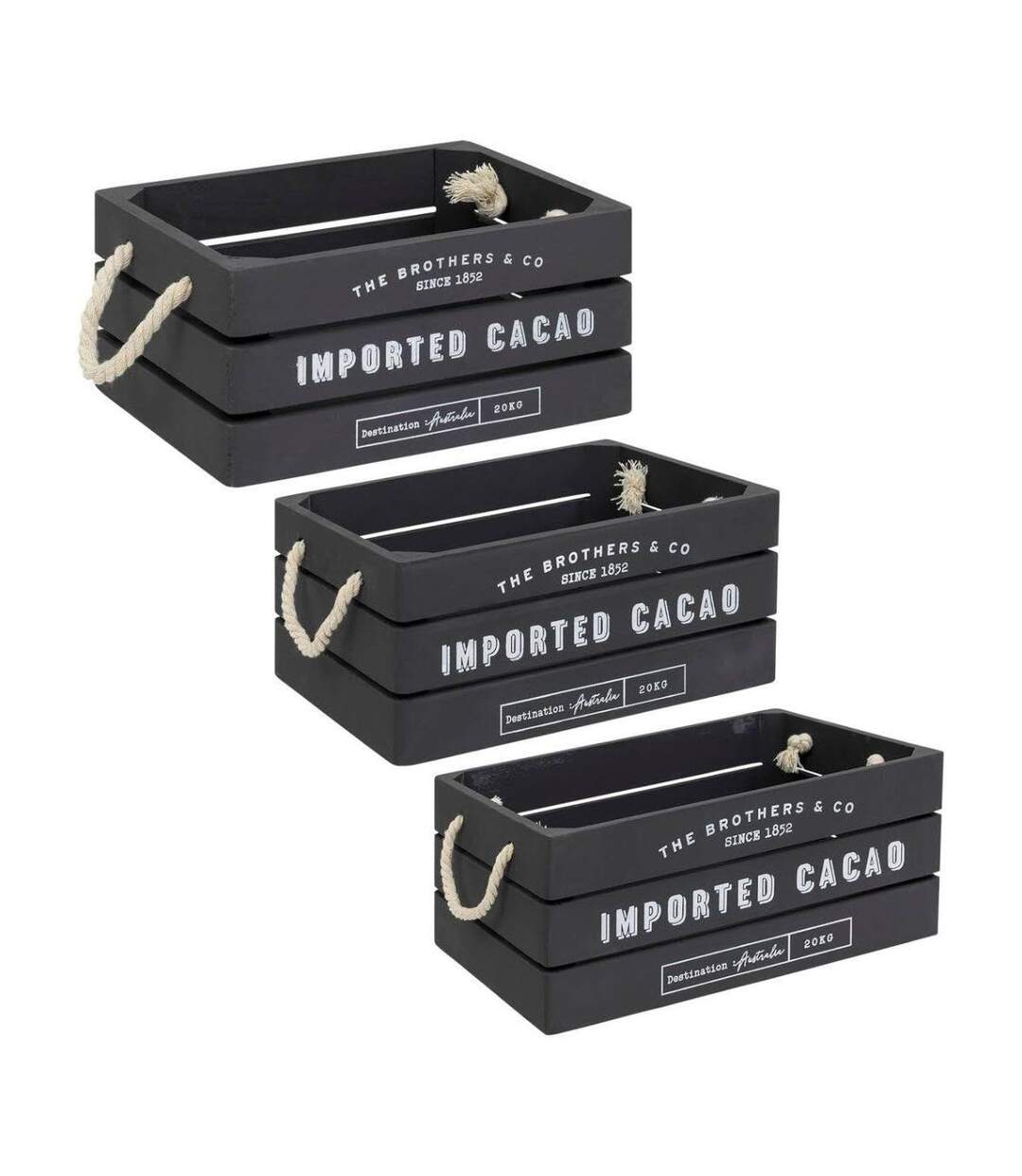 Lot de 3 cagettes en Bois Denys 35cm Gris-1