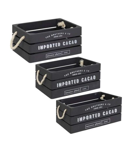 Lot de 3 cagettes en Bois Denys 35cm Gris