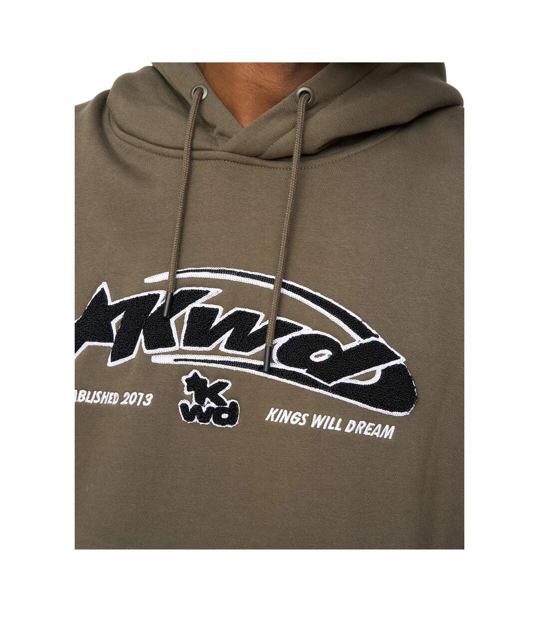 Sweat À Capuche Motif/style Tirets Homme Kaki Kings Will Dream-4