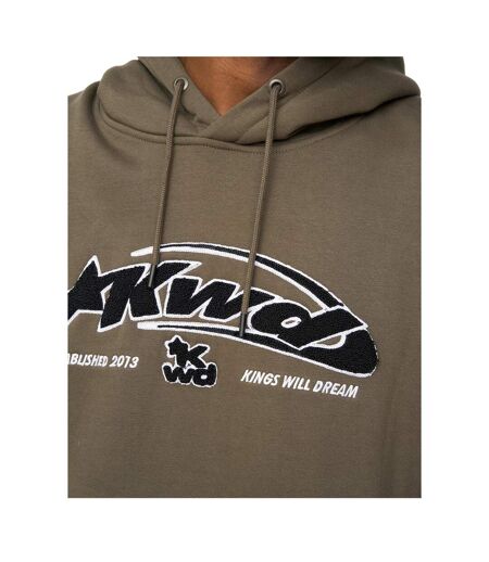 Sweat À Capuche Motif/style Tirets Homme Kaki Kings Will Dream