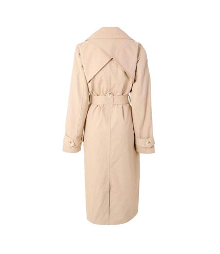 Womens/ladies Lapel Collar Trench Coat Beige 4th & Reckless
