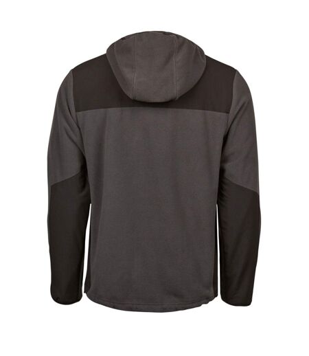 Tee Jays Mens Mountain Fleece Hooded Jacket (Asphalt/Black)