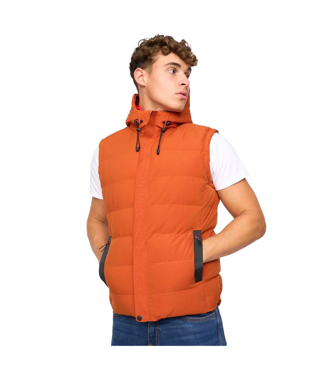 Veste Sans Manches Kampleys Homme Orange Foncé Crosshatch-4