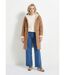 Manteau zippé à capuche effet peau lainée chaud-3