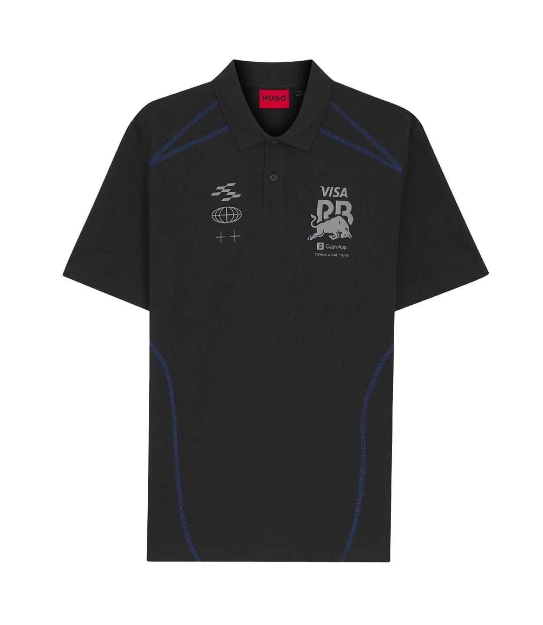 Mens Visa Cash App Racing Bulls F1 Polo Shirt Black Hugo-1