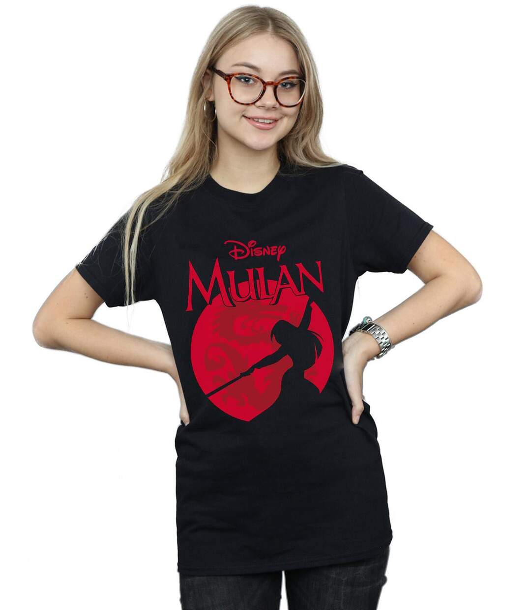 Disney - T-shirt MULAN DRAGON SILHOUETTE - Femme (Noir) - UTBI17786-2