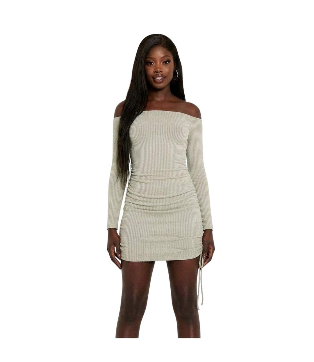 Robe Courte Motif/style Ruché Femme Vert De Gris Clair Missy Empire-1