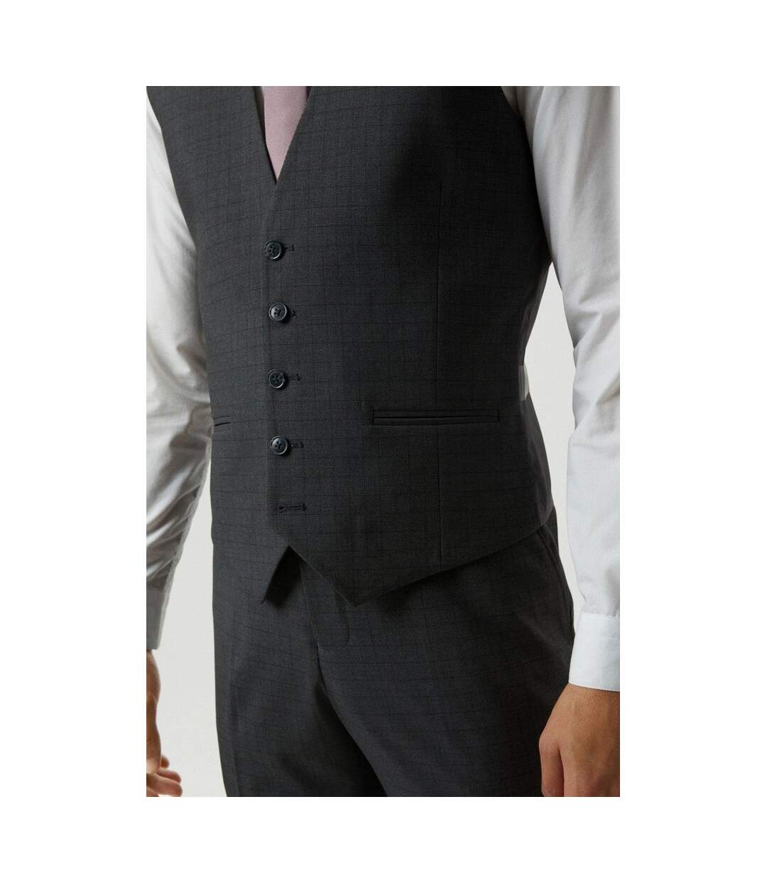 Burton Mens Grid Checked Slim Vest (Gray)