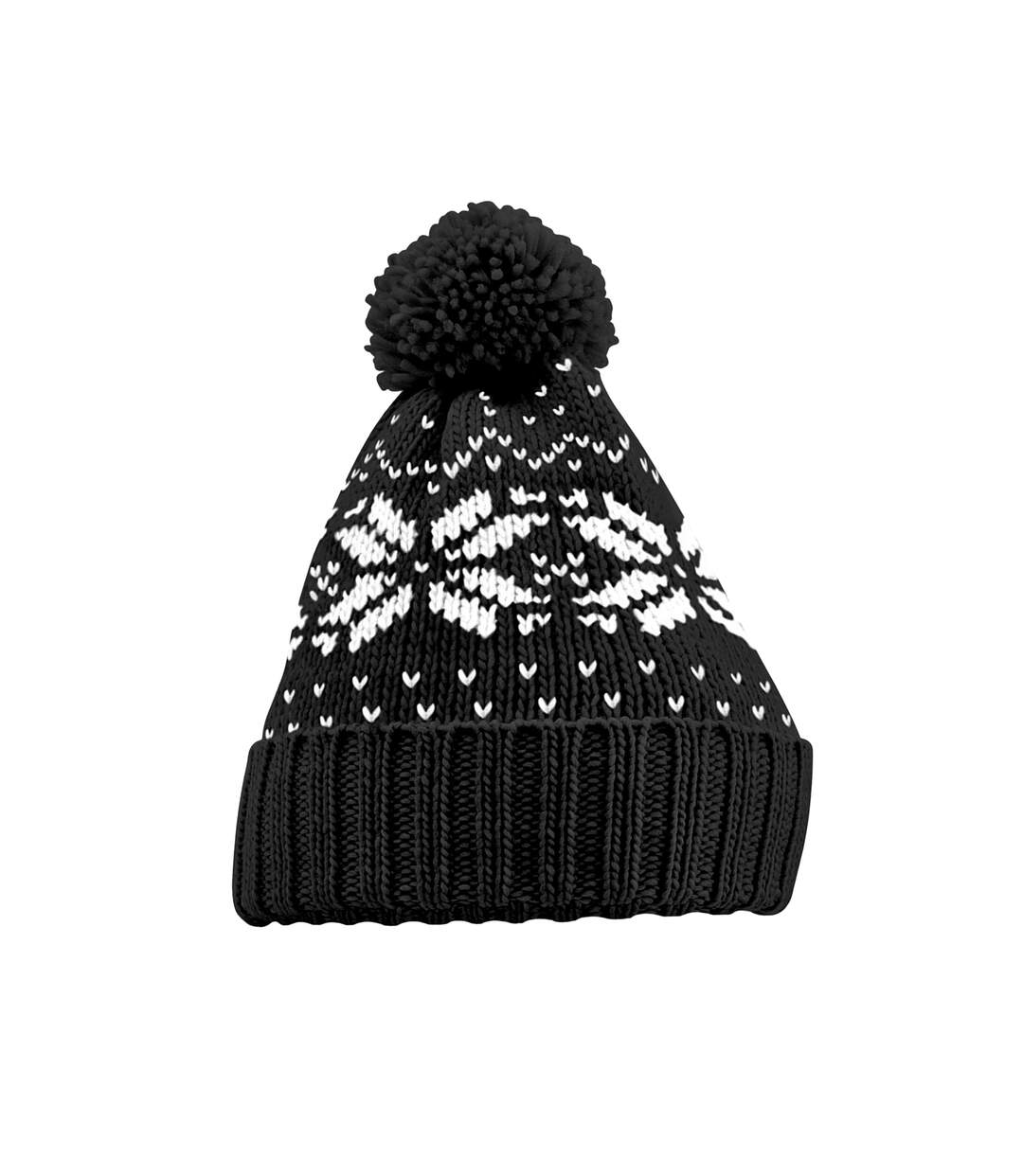 Bonnet snowstar adulte noir / blanc Beechfield-1